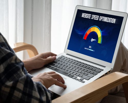 Computer software evaluating website loading speed snugly. Computer software evaluating website loading speed. Concept of improving website loading speed snugly.